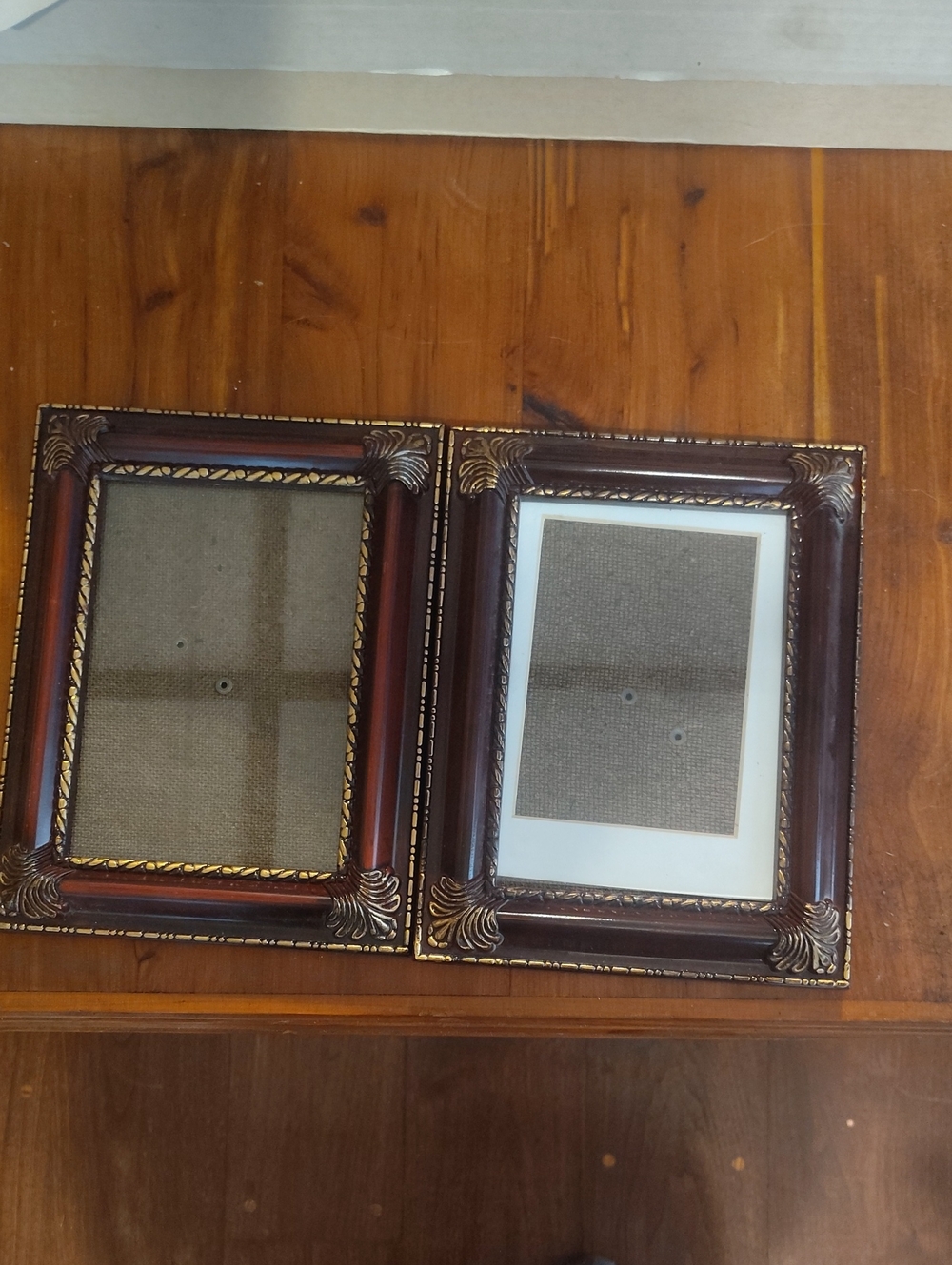 Ornate Brown Picture Frame Pair with Gold Accents 5x7